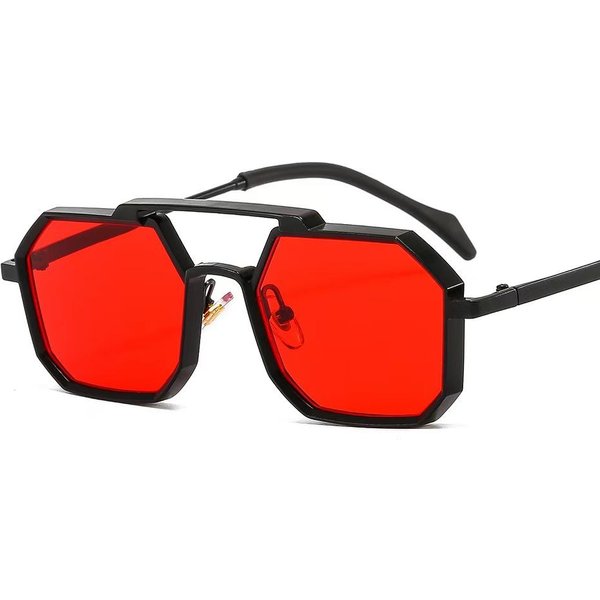 Nuevas Gafas De Sol Poligonales De Metal Con Doble Puente Y Montura Grande ProteccióN UV400 Moda Unisex Lente Espejo Gafas De Sol 1PC-image