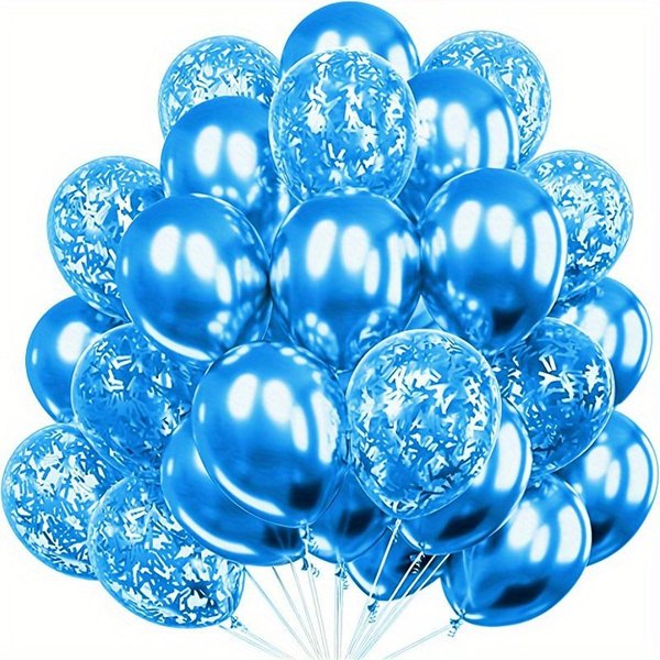 20 Szt. Metaliczne Balony Konfetti Balony Lateksowe Na Imprezę Na Urodziny Wesela Rocznicę Walentynki Dekoracje Na Imprezę Other Blue-image