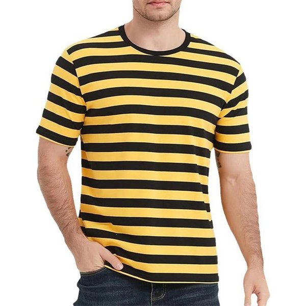 Camisetas GráFicas Simples De Rayas De Alfiler Verano Casual Estampadas En 3D Manga Corta Moda Streetwear Oversized Camisetas De Hombre S-image