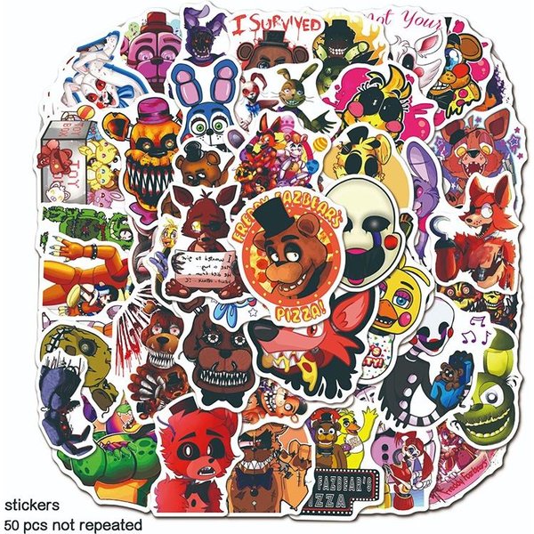 Pegatinas De Dibujos Animados De Fnaf Security Breach Juego Anime Coloridas Para Parachoques Y Bicicletas Black-image