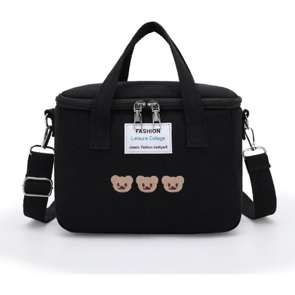 Torba Na Lunch Ins Bear Canvas O DużEj PojemnośCi, Izolowana, Wielofunkcyjna, Termiczna, PudełKo Na śNiadanie, PrzenośNa, Piknikowa, PodróżNa-image