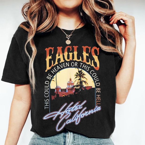 Camiseta Del Tour Hotel California De The Eagles Concierto De La Banda Vintage 2026 MúSica Rock M-image