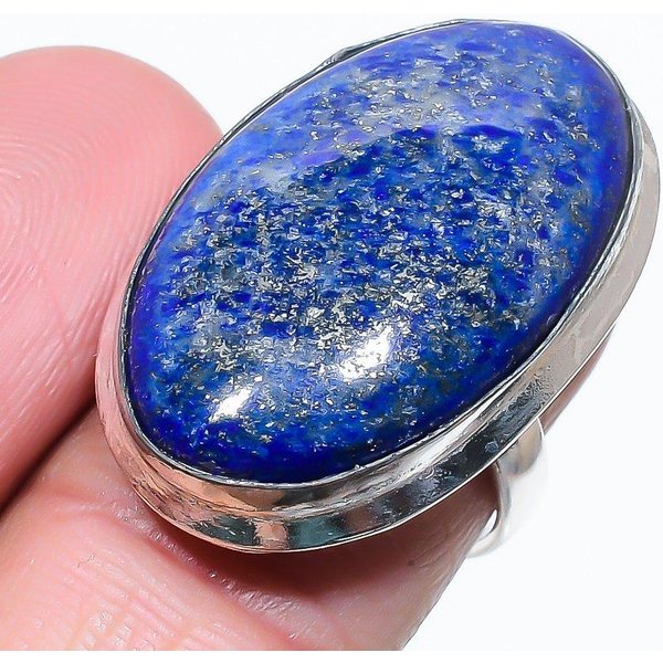 Naturalny Lapis Lazuli Kamień Szlachetny RęCznie Robiony PierśCionek Ze Srebra PróBy 925 Rozmiar 7 ETC-2308-2 Gray-image