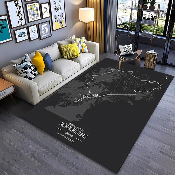 Alfombra De áRea De Pista Internacional F1 Nurburgring, Alfombra Para Sala De Estar, Dormitorio, Sofá, Felpudo, DecoracióN, Alfombra Antideslizante Para Juegos De NiñOs 60*90Cm-image