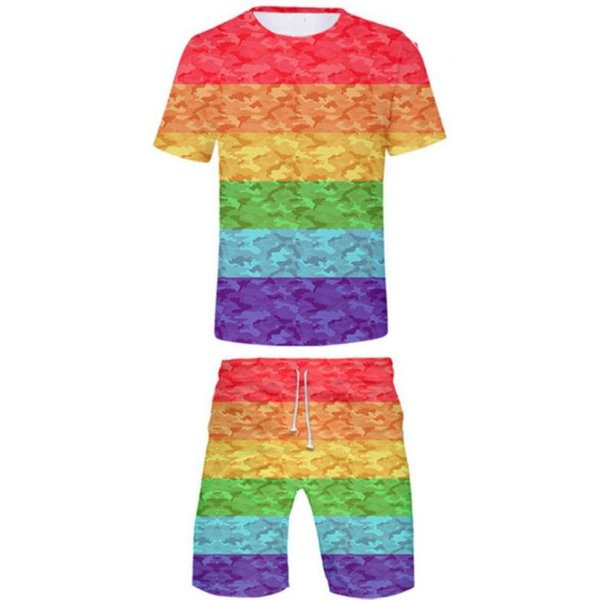 Letnie BezpłAtne Lgbt Nadruk 3D Zestawy Koszulek I Spodenek MęSkie Dresy Oversize Koszulka Z KróTkim RęKawem Spodnie Zestaw Garnitury MęSkie Odzież M-image