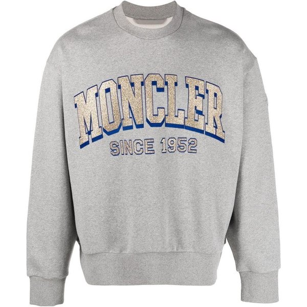 Moncler SS23 Bluza Z Nadrukiem Logo, Z OkrąGłYm Dekoltem, Z DłUgim RęKawem, MęSka, Szara I10918G00019M2642984 L-image