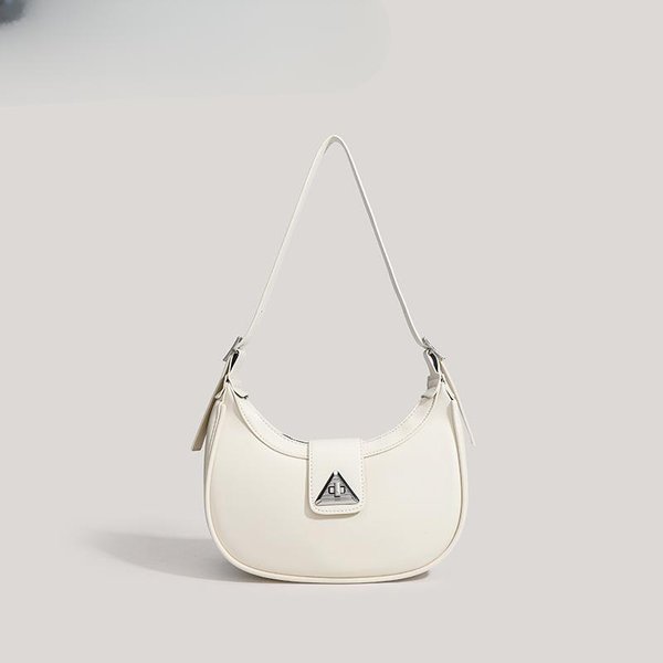 Bolso De Hombro Tipo Baguette Para Mujer Moda Bolso Cruzado De Un Solo Hombro Instagram SúPer Popular Bolso De Color SóLido Para El Trabajo White-image