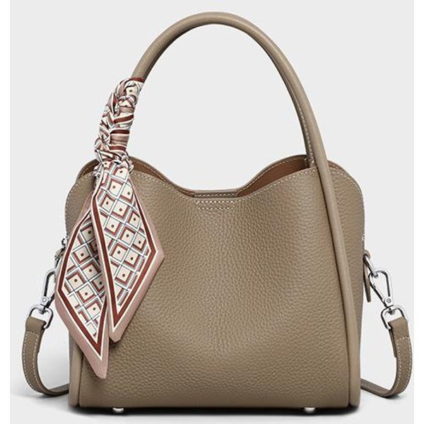 Bolso Cubo Para Mujer Primavera Y Verano Bolso De Cuero Para Mujer Bolso Cruzado Bolso Cesta Gray-image