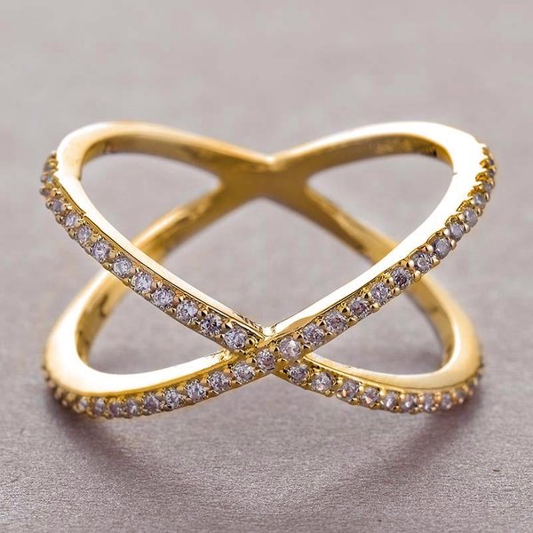 Huitan Moda Contractada Anillos GeoméTricos Para Mujer Color Dorado Cristal MarquéS CZ Banda De Boda Compromiso De Moda JoyeríA 6 Brown-image