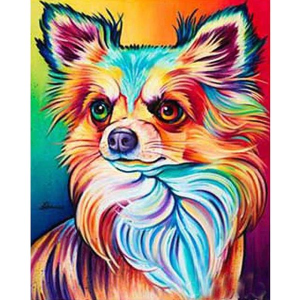 DIY 5D Pintura De Diamante Punto De Cruz Color Perro Mosaico Diamante Bordado Costura 20X30CM-image