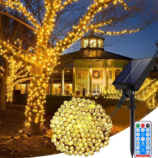 20M Solarne Lampki LED 8 TrybóW OśWietlenia ZewnęTrzne Lampki Sznurkowe Do Ogrodu Patio Domu Wesel Imprez Dekoracji ŚWiąTecznych Brown-image