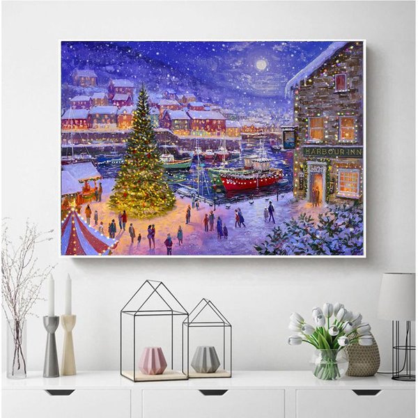 5D DIY Bordado De Diamantes ImáGenes De PedreríA Pintura De Diamantes Paisaje Punto De Cruz Lago DecoracióN Del Hogar Full Square 20X30CM-image