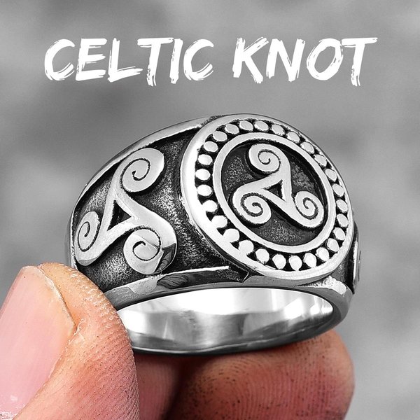 TóTem Vikingo Nudo Celta Anillos De Acero Inoxidable Para Hombre Punk Vintage Para Novio Amigo JoyeríA Biker Regalo De Creatividad 7 White-image