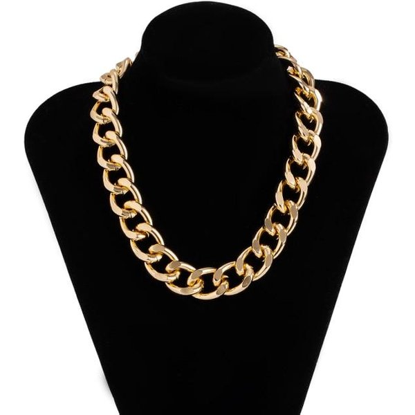 Wysokiej JakośCi Punk Lock Choker Naszyjnik Wisiorek Kobiety KołNierz OśWiadczenie Marka ZłOty Kolor Masywny Gruby łAńCuszek Naszyjnik Steampunk MężCzyźNi Beige-image