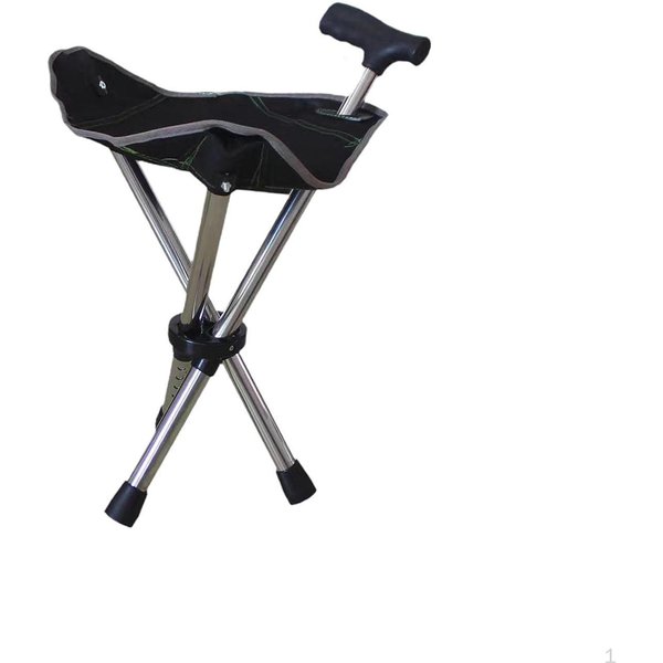 Laska Z Siedziskiem Ergonomiczna Regulowana Laska Trekkingowa Do WęDróWek Dla SenioróW Kemping Czarna Czarny-image
