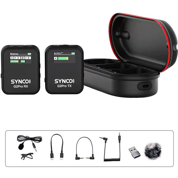 Synco G2A1 Pro Sistema De MicróFono InaláMbrico Con 1 Receptor Y 1 MicróFono Rango De TransmisióN De 200 M 6 1 Receiver & 1 Microphone Negro-image