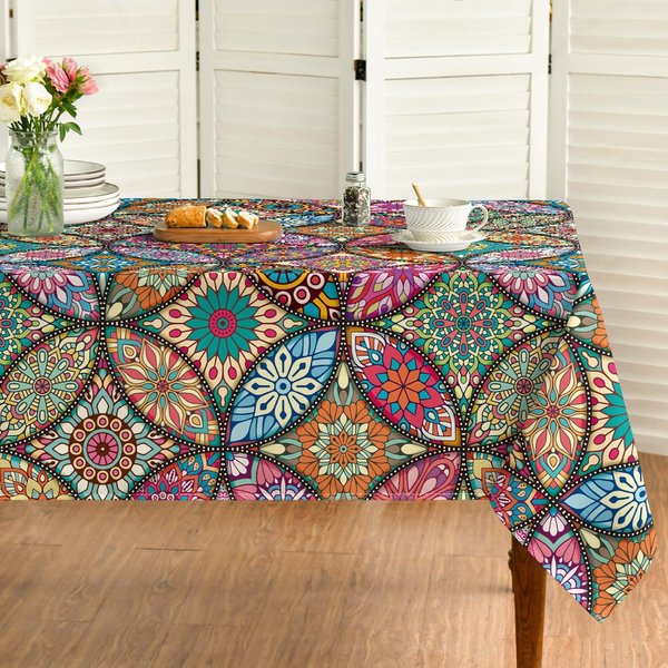 ProstokąTny Obrus W Geometryczny WzóR W Stylu Bohema Do Dekoracji StołU Boho Mandala Kwiatowy Obrus Na Stół Kuchenny, Jadalny Dekoracja Imprezowa 140X140Cm-image