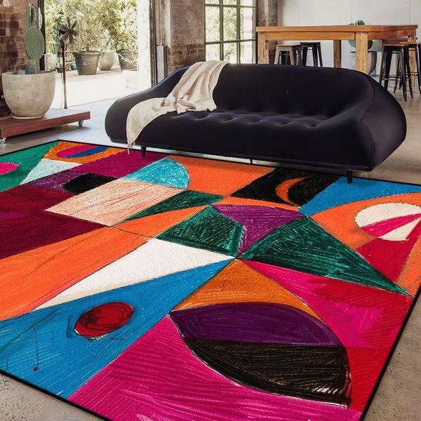 Nowoczesny Geometryczny Abstrakcyjny Dywan Do Salonu Sypialni DużY AntypośLizgowy Dywan PodłOgowy Zmywalny WystróJ Domu 80X120Cm(31X46In)-image