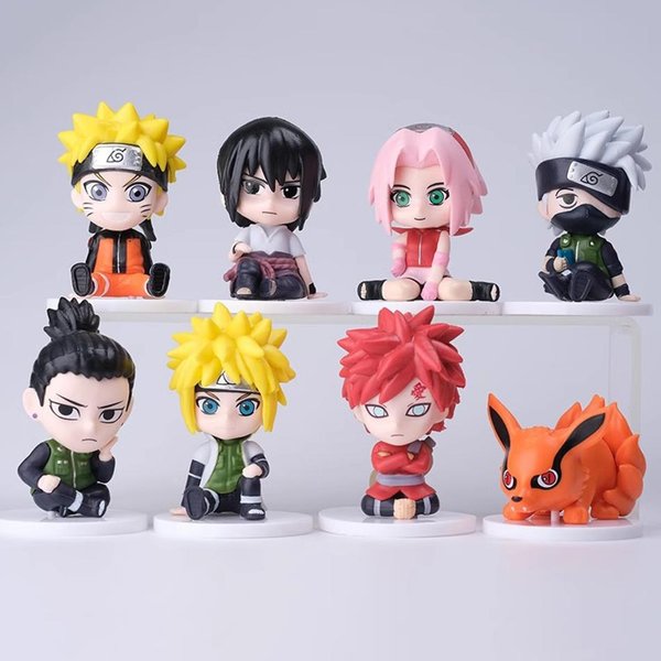 8 Szt./Zestaw Anime Naruto Shippuden Hinata Sasuke Itachi Kakashi Gaara Figurki Zabawki Wersja Q Figurka Z PVC Lalki Prezenty Yellow-image