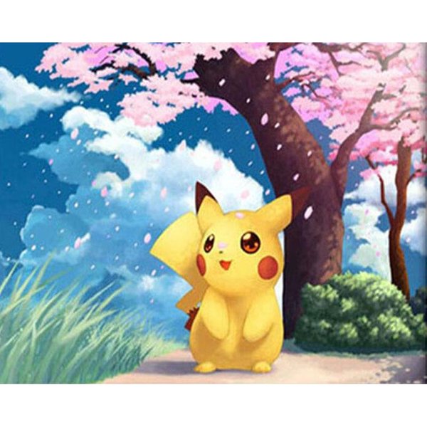 5D Diament Malarstwo ŚLiczne Pikachu OkrąGłY Diament Haft Diament Mozaika KreskóWka ZdjęCia DżEtóW 40X50CM-image