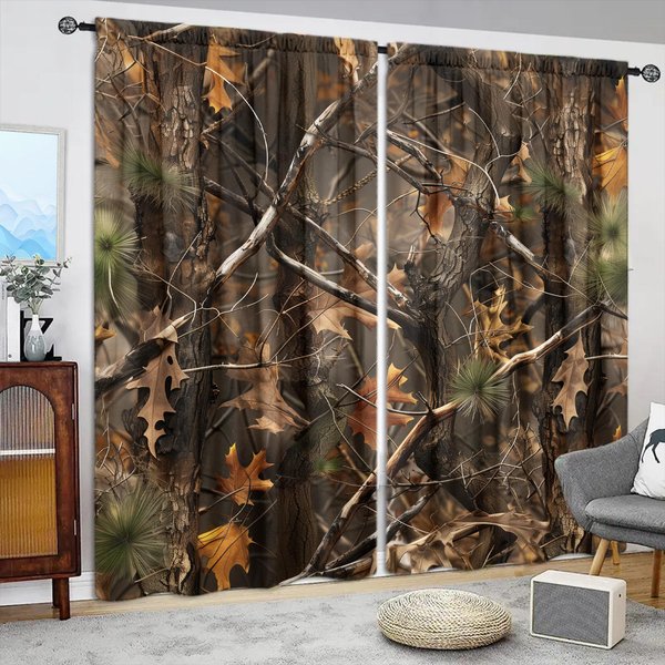 2 Szt. ZasłOna Z Nadrukiem Dzikiej DżUngli Do Dekoracji Domu - Kieszeń Na Karnisz, Dekoracja Okna Do Sypialni, Biura, Kuchni, Salonu 107Cmx160Cm X 2Pcs-image