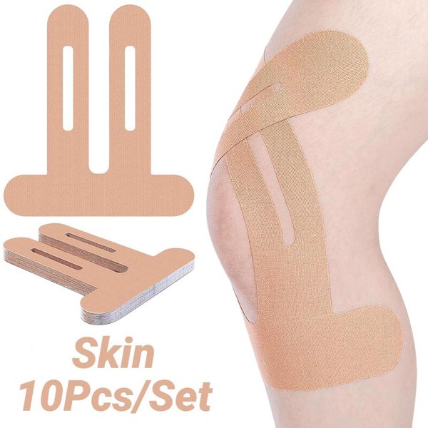 Cinta KinesiolóGica EláStica Impermeable Para Rodillas Deportivas Transpirable Correr Montar Soporte Alivio Del Dolor Beige-image