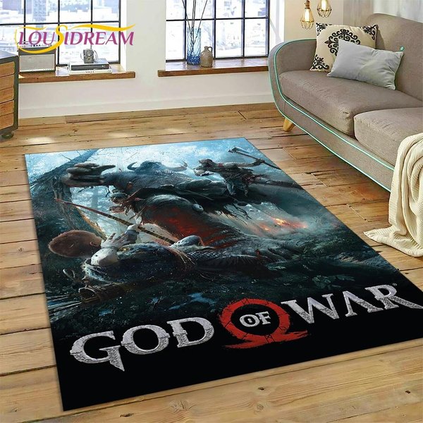 Alfombra De Dibujos Animados 3D De Kratos De Los Juegos De God Of War Para Dormitorio, Sala De Estar, DecoracióN Para El Hogar, Sofá, Juego Para NiñOs, DecoracióN Grande, Felpudo 40X60Cm( 15X23In )-image