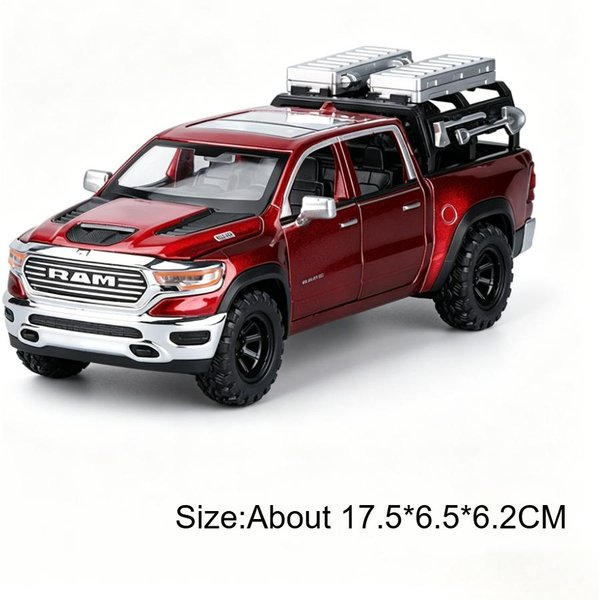 1:32 Ram Mammoth Pickup Model Metal Diecast Samochody Zabawki Kierowanie Przednimi KołAmi Drzwi Otwierane DźWięK ŚWiatłO Pull Back Kolekcjonerskie Hobby-image