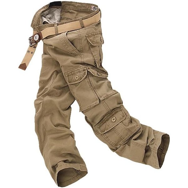 Spodnie Wojskowe Cargo MęSkie Spodnie Taktyczne Outdoor Casual BawełNiane Z Wieloma Kieszeniami 38 Khaki-image