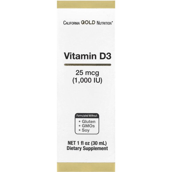 California Gold Nutrition, Vitamina D3, 25 Mcg (1000 Ui), 1 Onza LíQuida (30 Ml)-image