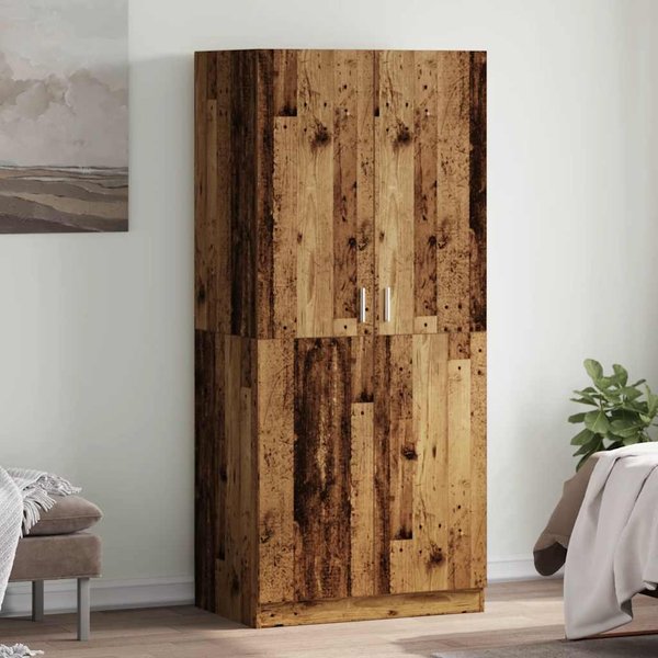 Vidaxl Armario, Madera Antigua, 90X52X200 Cm, Material Derivado De La Madera-image