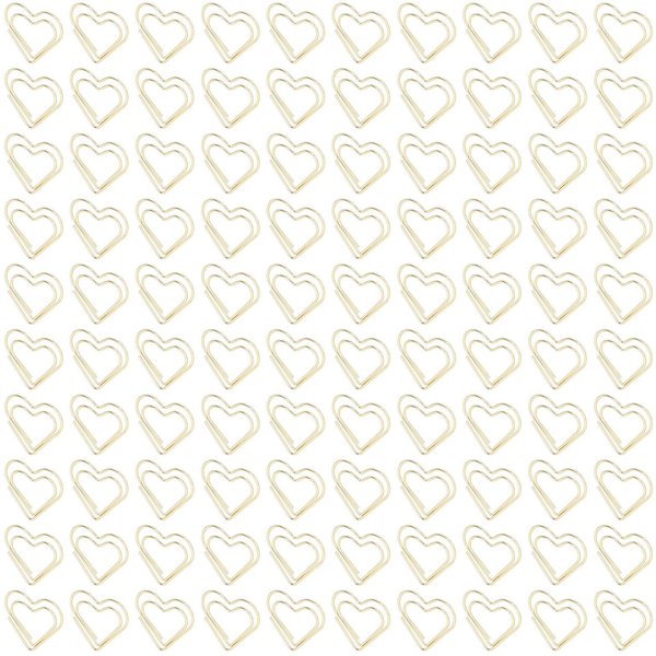 100 Clips Para Papel PortáTiles Lindos Mini Clips MetáLicos Dorados Galvanizados Para Oficina, Hogar, ClasificacióN De Archivos Con Caja De Almacenamiento Heart Shape White-image