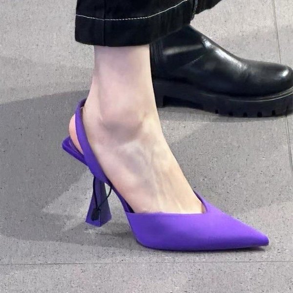 Nuevas Sandalias De TacóN Alto Zapatos De Mujer Bombas De Moda Puntera Puntiaguda Tacones Altos Sandalias De Mujer Poco Profundas Zapatos Para Mujer 36 PúRpura-image