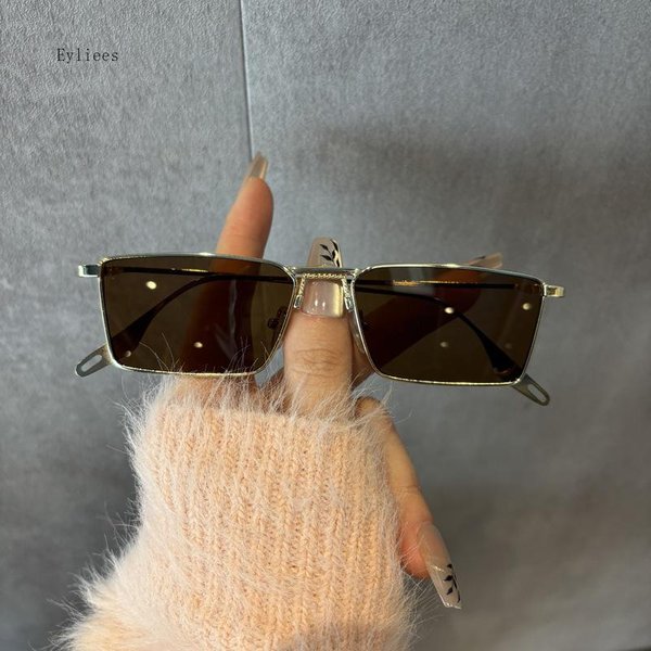 Gafas De Sol Cuadradas Delgadas Vintage Para Hombres Mujeres Retro Montura PequeñA De Metal Colores Caramelo Gafas Rectangulares Vintage-image