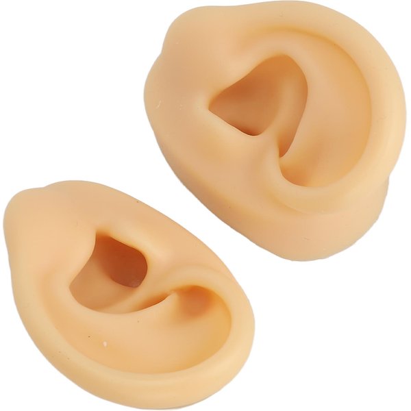 Modelo De Oreja De Silicona Realista Flexible Reutilizable Modelo De PráCtica Para Piercing De Oreja Izquierda Derecha Para Pendientes Auriculares ExhibicióN Light Skin Tone-image