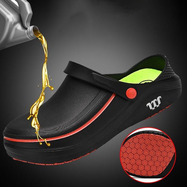 Zapatos De Chef EVA Zapatos De Trabajo Ligeros Antideslizantes Zapatos De Seguridad Para Exteriores Impermeables CóModos Para Caminar Resistentes Al Aceite Para Cocina 45 Negro-image
