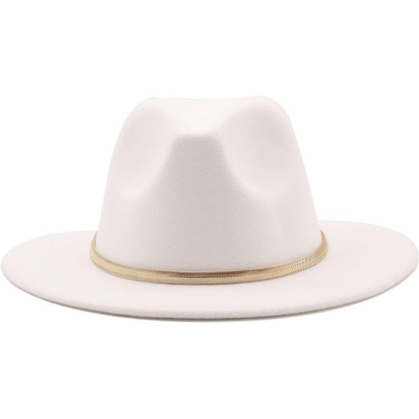 Negro/Verde Ala Ancha Sencillo Iglesia Derby Sombrero De Copa Panamá Fieltro SóLido Fedoras Sombrero Para Hombres Y Mujeres Mezcla De Lana Artificial Jazz Uso PráCtico 56-58CM White-image