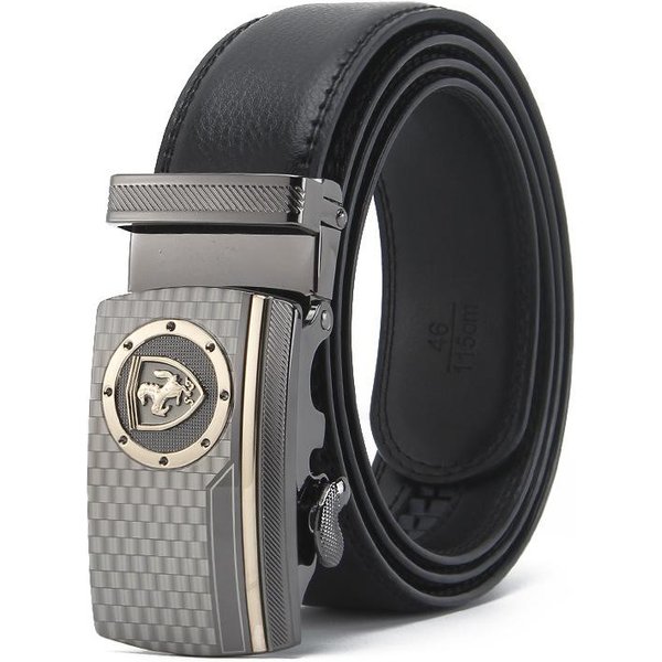 CinturóN De Piel Genuina De Segunda Capa De Piel De Vaca Para Hombre Con Hebilla AutomáTica CinturóN Casual De Negocios De Piel De Vaca Para Hombre 110-130CM-image