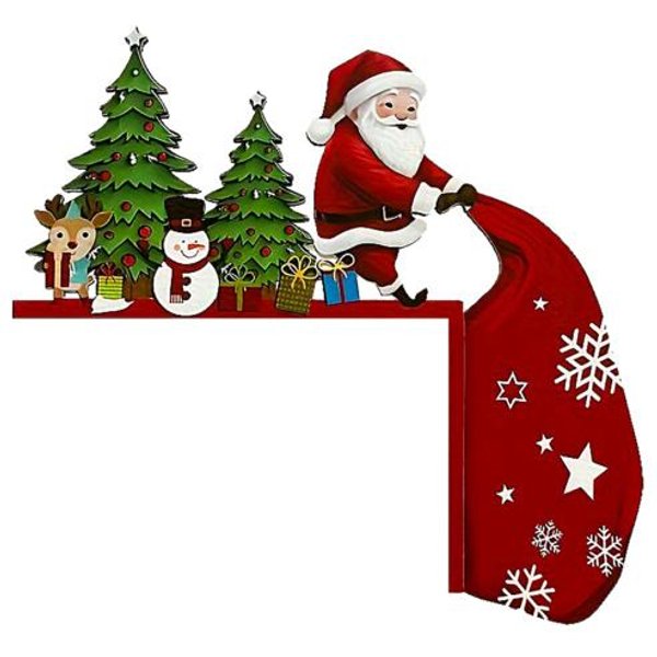 Adorno De Madera Para Puerta De Navidad Lindo Papá Noel Marco De Esquina Para Puerta Letrero Para DecoracióN De Hogar Festivo Pared Estante De Gabinete Right-image
