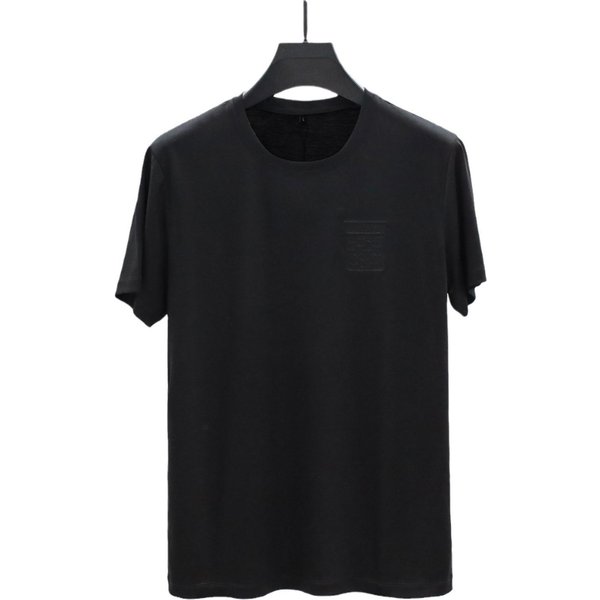 Wiosna Lato Odzież MęSka Jedwab MęSki OkrąGłY Dekolt Casual KróTki RęKaw T-Shirt 4XL Black-image