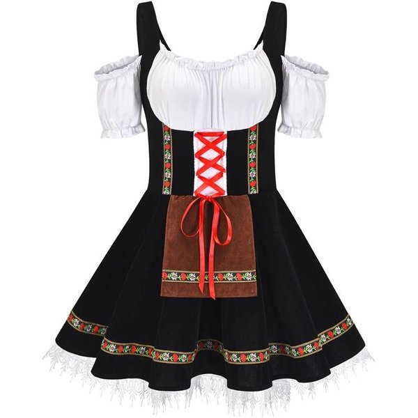 StróJ Na Oktoberfest Dla Kobiet Niemiecka Bawarska Tradycyjna Sukienka Dirndl Festiwale Oktoberfest Kostium Dziewczyny Piwnej 2XL-image