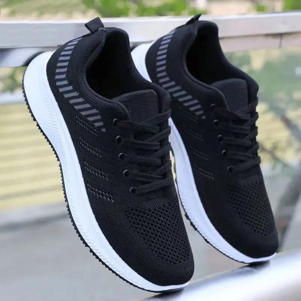 Trampki MęSkie, OddychająCe Buty Na Co Dzień Lekkie, AntypośLizgowe Buty Do Biegania Z MięKką Podeszwą Dla MężCzyzn 42 Black-image