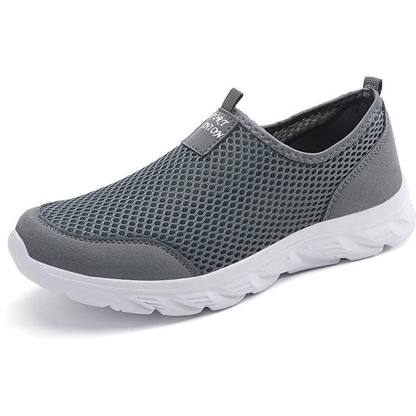 Lekkie MęSkie Buty Codzienne OddychająCe Wsuwane MęSkie Trampki Codzienne AntypośLizgowe MęSkie PłAskie Buty Do Chodzenia Na ZewnąTrz Rozmiar 39-47 40 Gray-image