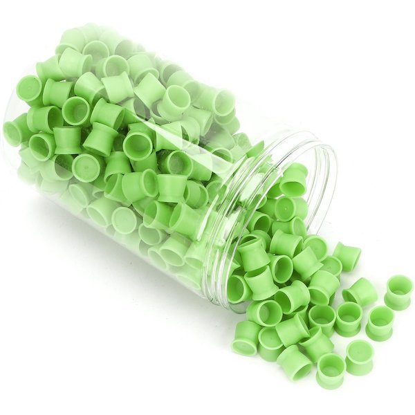 300 Piezas Vaso De Pigmento Para Tinta De Tatuaje Desechable De Silicona Para Cejas Labios Ojos Vaso De Pigmento Para Tatuaje Blanco Verde-image