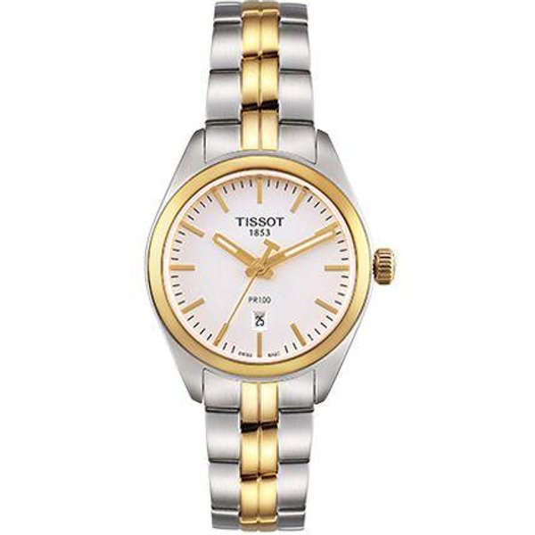 Reloj Tissot Serie Pr100 Movimiento De Cuarzo Resistente Al Agua 100M Esfera Plateada De 33 Mm Relojes Para Mujer T101.210.22.031.01 Silver Dial White-image