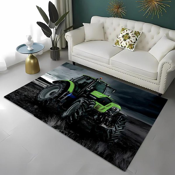 Alfombra Con PatróN Serie Tractor Coche, ArtíCulos Para El Hogar Para Sala De Estar Y Dormitorio, Alfombra Para Sofá Para HabitacióN Infantil, Felpudo Para Piso, Alfombra Antideslizante Regalo 40X60Cm (16X24In) Gray-image