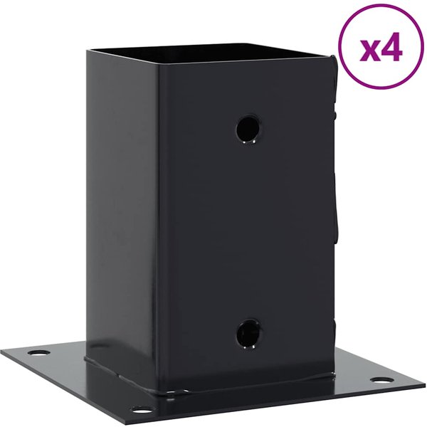 Juego De Bases Cuadradas Para Postes 4 Uds 91 X 91 Mm Acero Con Recubrimiento En Polvo-image