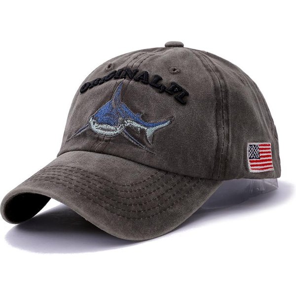 Nowa Wysokiej JakośCi BawełNa PłUkana Flaga Ameryki Rekin MęSka Czapka Baseballowa Damskie Czapki Snapback Dla MężCzyzn Bone Hip Hop Czapka Ojca Gorras Adjustable Black-image