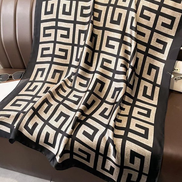 Bufanda Grande De Seda Suave 180X85 Cm Para Mujer Estampado Elegante Chal Largo PañUelo Verano Elegante Envoltura De Viaje Gray-image
