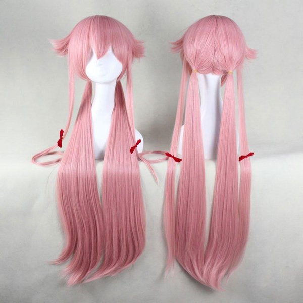 Anime He Dziennik PrzyszłOśCi Gasai Yuno Peruka Do Cosplay RóżOwa Peruka Kostiumowa DłUga Kucyk Halloween Syntetyczne WłOsy Peruki Imprezowe One Size Pink-image